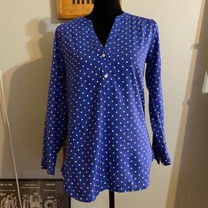 Old Navy Blue Polka Dot Popover Blouse Tunic XS